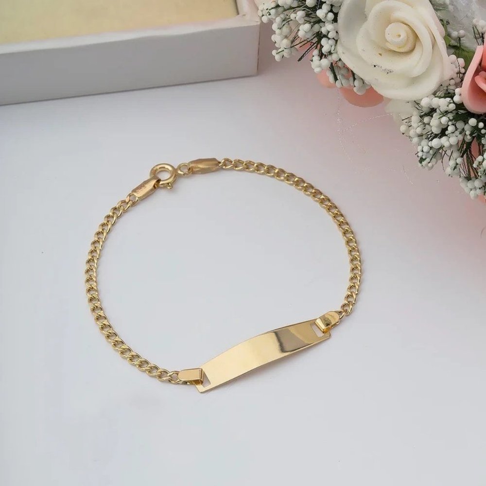 LOGAN 2.7X4MM FIGARO LINK ID BABY NAME BRACELET 10K GOLD 5.5"